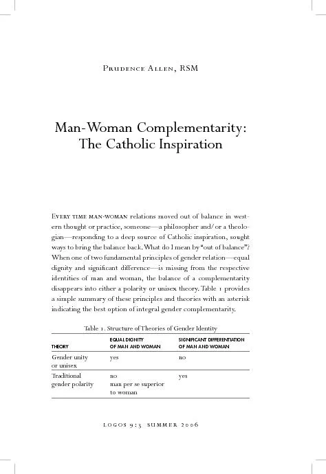 Man-Woman complementarity