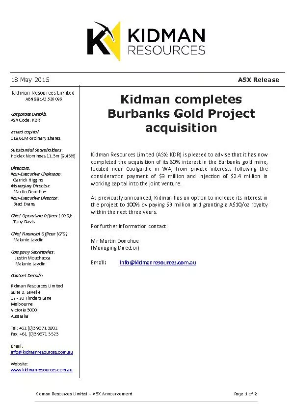 Kidman Resources Limited
