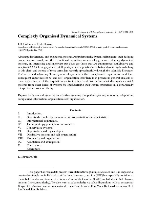 Complexly organised dynamical systems