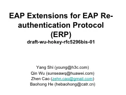 EAP Extensions for EAP Re-authentication Protocol (ERP)