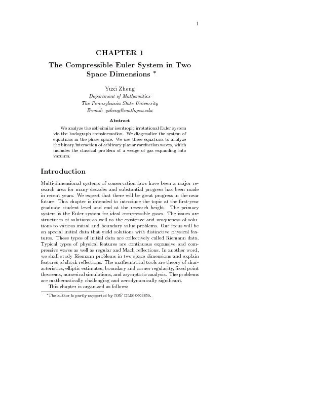 CHAPTER1 The Compressible Euler System in Two Space Dimensions