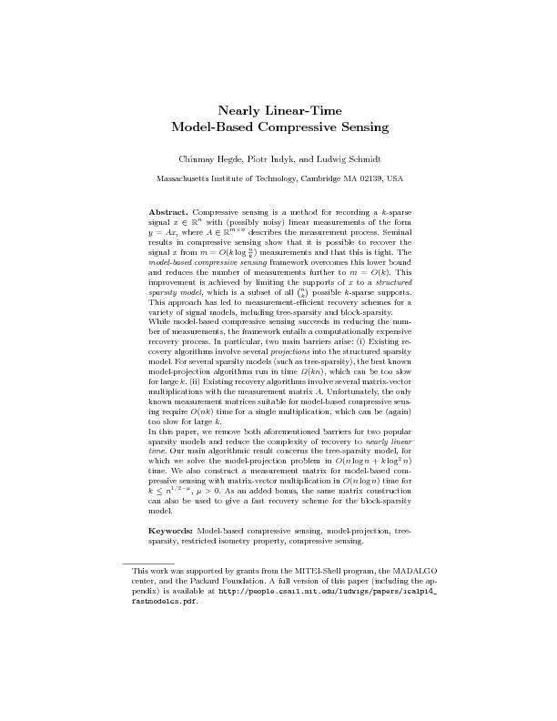 Nearly linear time model based Compressive sensing