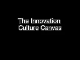 The Innovation Culture Canvas