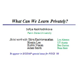1 What Can We Learn Privately?