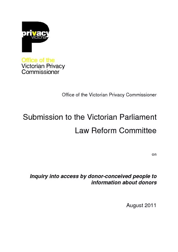 Office of the Victorian Privacy CommissionerSubmission toth