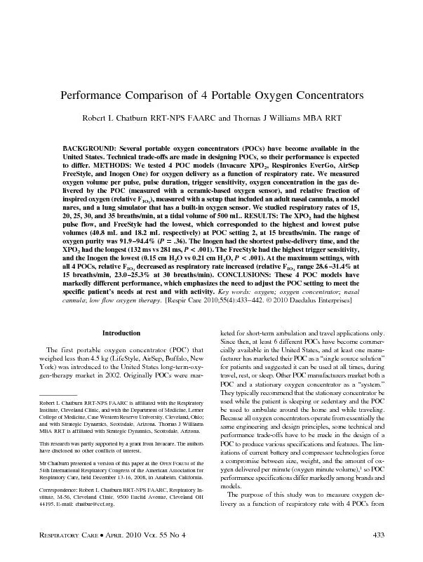Performance Comparison of 4 Portable Oxygen Concentrators
