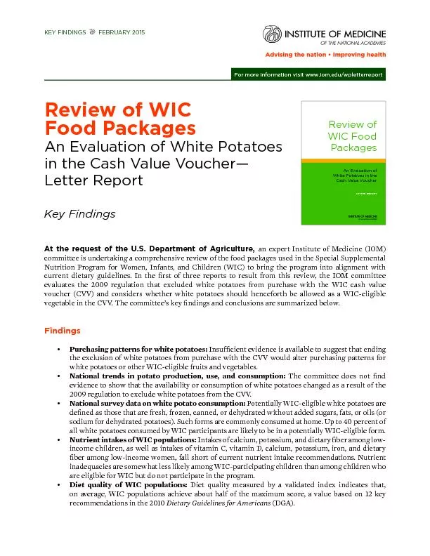 Review of WIC  Food Packages
