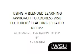 USING A BLENDED LEARNING APPROACH TO ADDRESS WSU LECTURERS