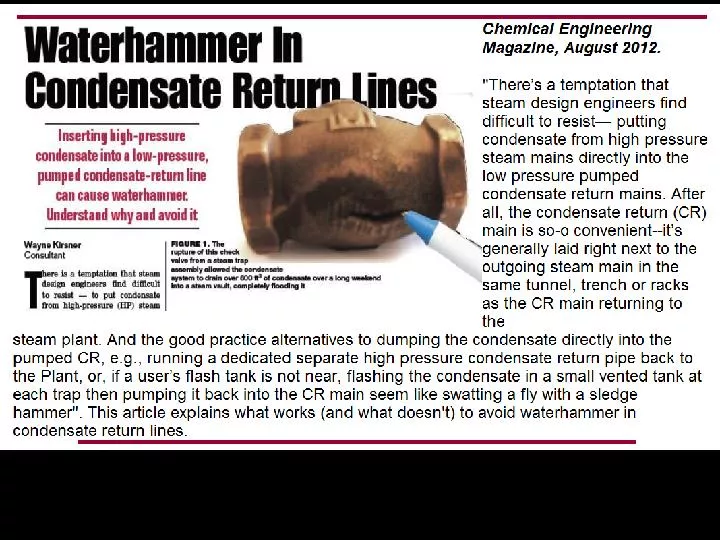 Waterhammer in condensate return lines
