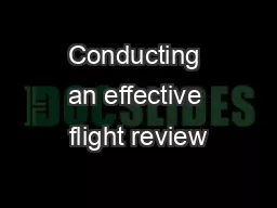 Conducting an effective flight review