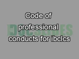 Code of professional conducts for ibclcs
