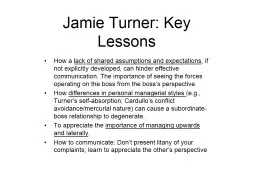 Jamie Turner: Key Lessons