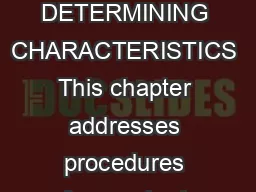 EIGHT   Revision  November  CHAPTER EIGHT METHODS FOR DETERMINING CHARACTERISTICS This