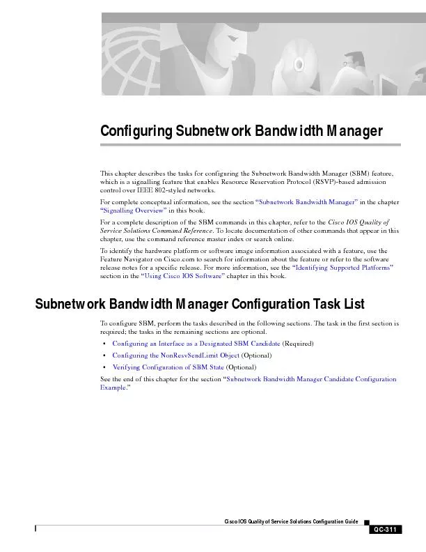 Configuring sub network  bandwidth manager