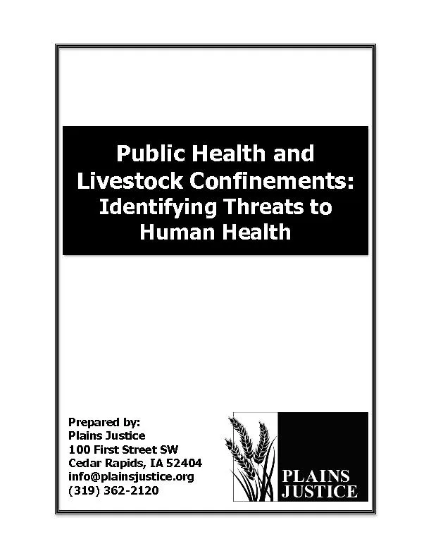 Public Health and Livestock Confinements: Identifying Threats to Human healh