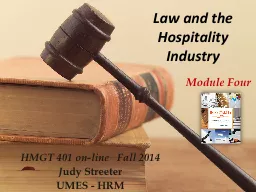 Law and the Hospitality Industry