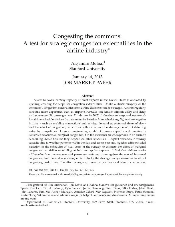 A test for strategic congestion externalities  in  the airline industry