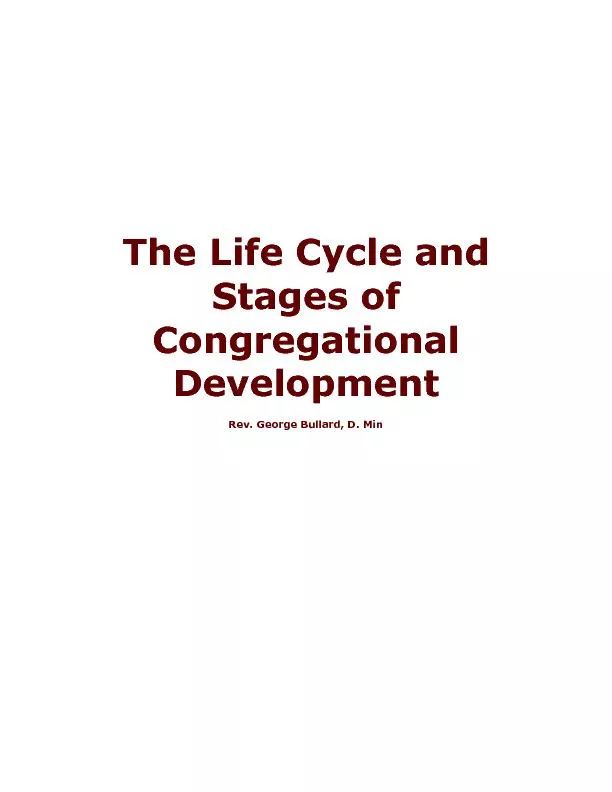 The life cycle and stages of congregational developement