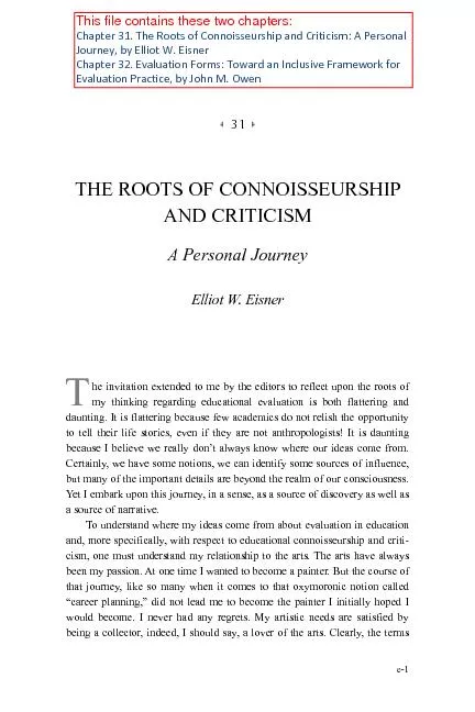 THE ROOTS OF CONNOISSEURSHIP AND CRITICISM