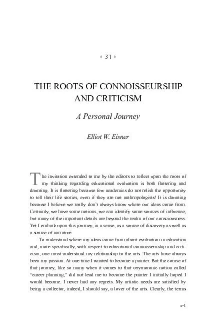 THE ROOTS OF CONNOISSEURSHIP AND  CRITICISM