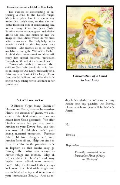 Consecration of a Child to Our Lady