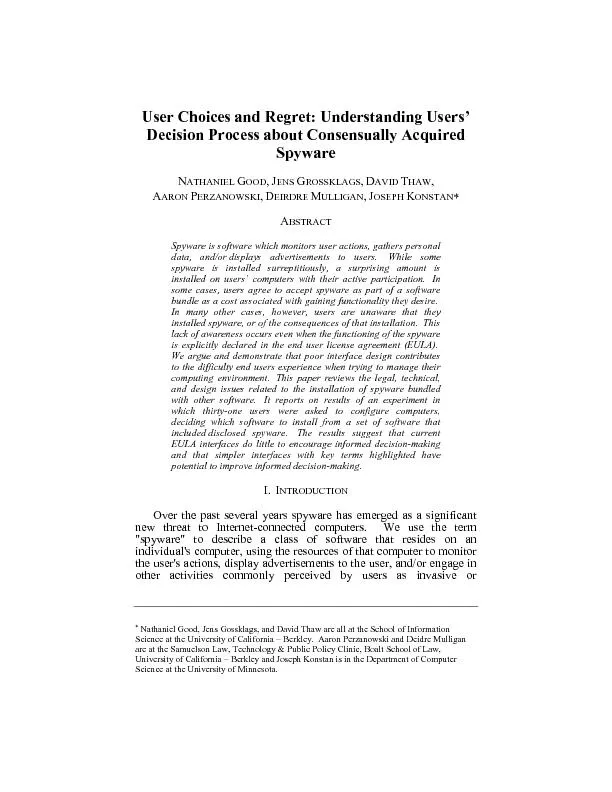 User Choices and Regret: Understanding Users’ Decision Process about consensually  acquired