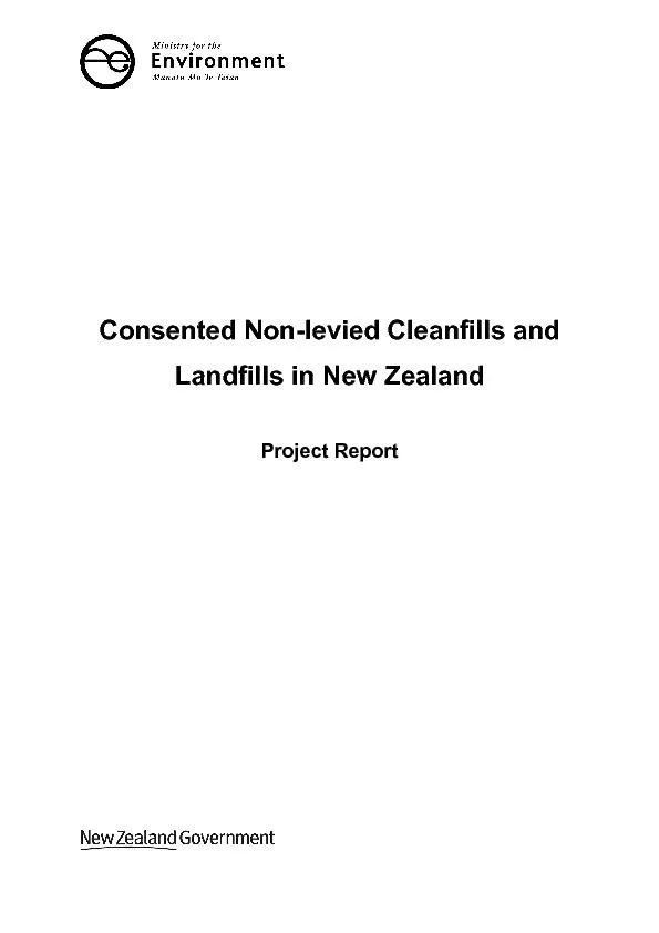 Consented non- levied  cleanfills  and langfills in new zealand...