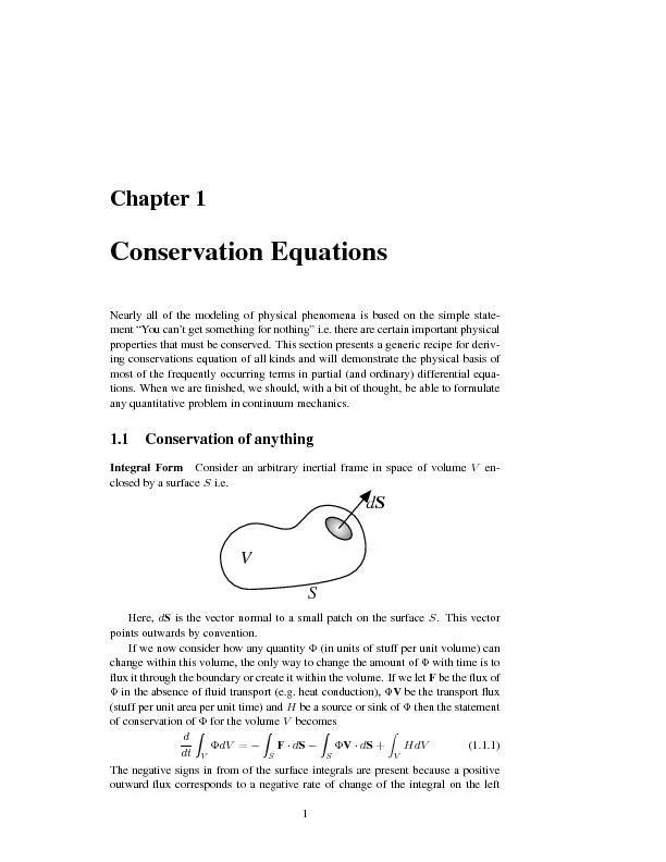 Conservation Equations