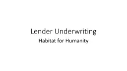 Lender Underwriting