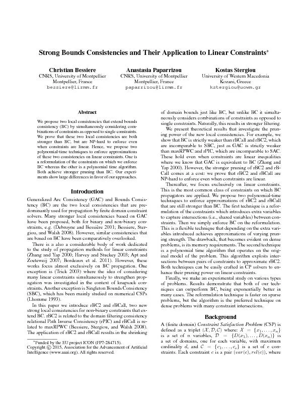 Strong Bounds Consistencies and Their Application to Linear Constraints