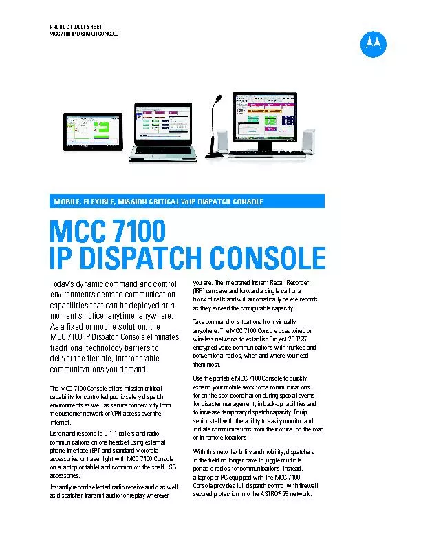 Mcc 71oo ip dispatch console