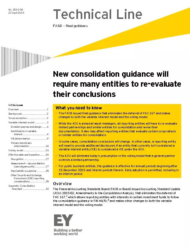 New consolidation guidance will require many entities to re-evaluate their conclusion