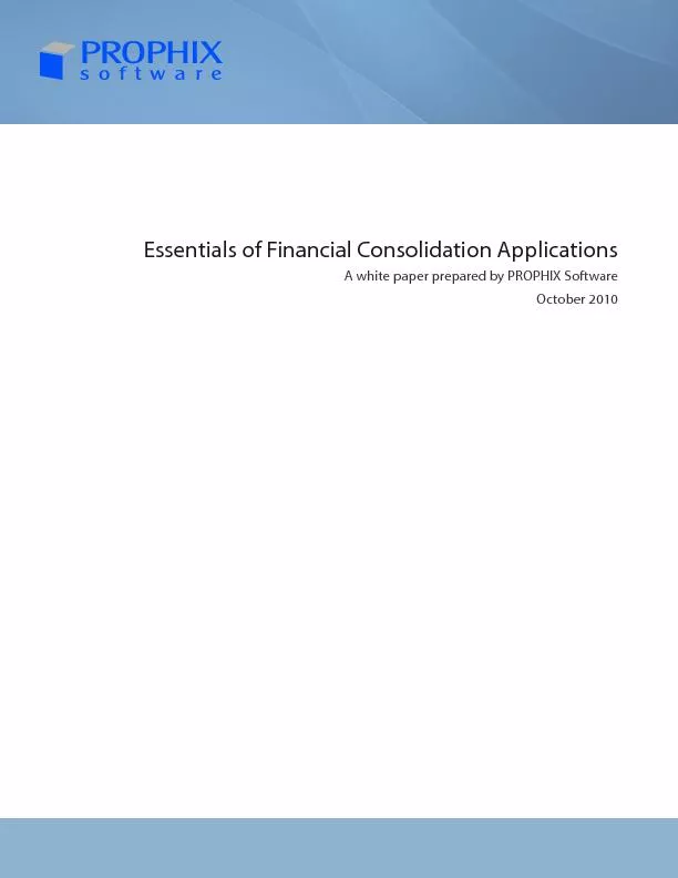 Essentials of Financial Consolidation Applications