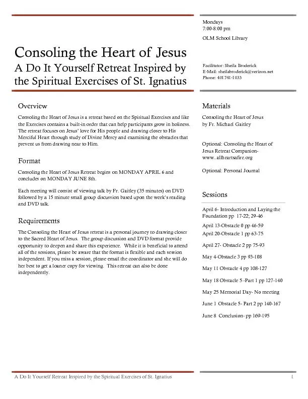 Consoling the heart of jesus a dO it yourself  retreat inspired by the spiritual exercises