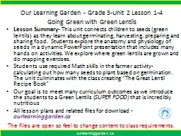 Our Learning Garden  - Grade 3-Unit 2 Lesson 1-4