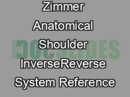 Zimmer Anatomical Shoulder InverseReverse System Reference