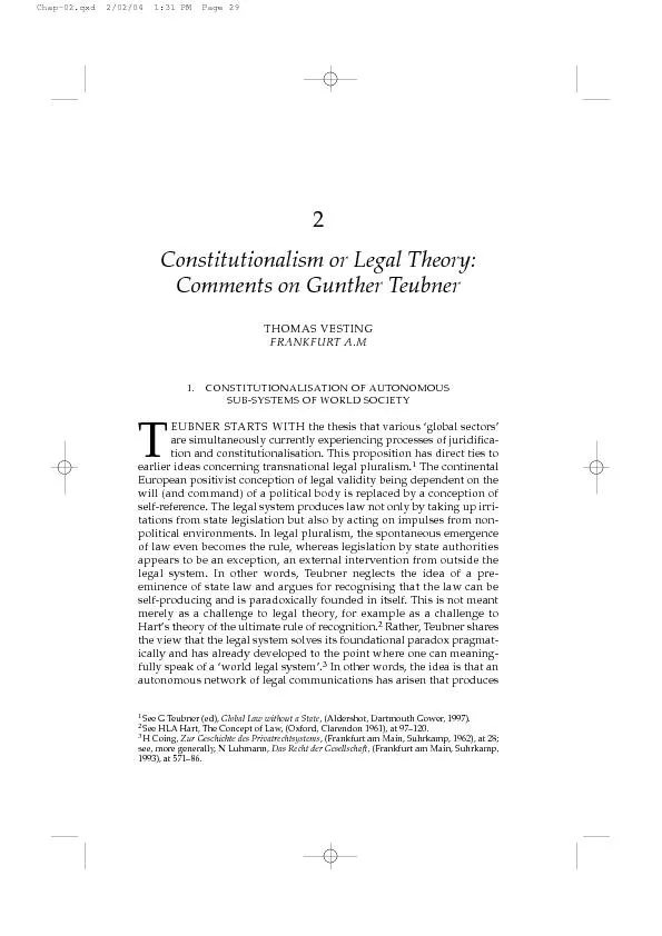 Constitutionalism or legal theory comments on Gunther teubner