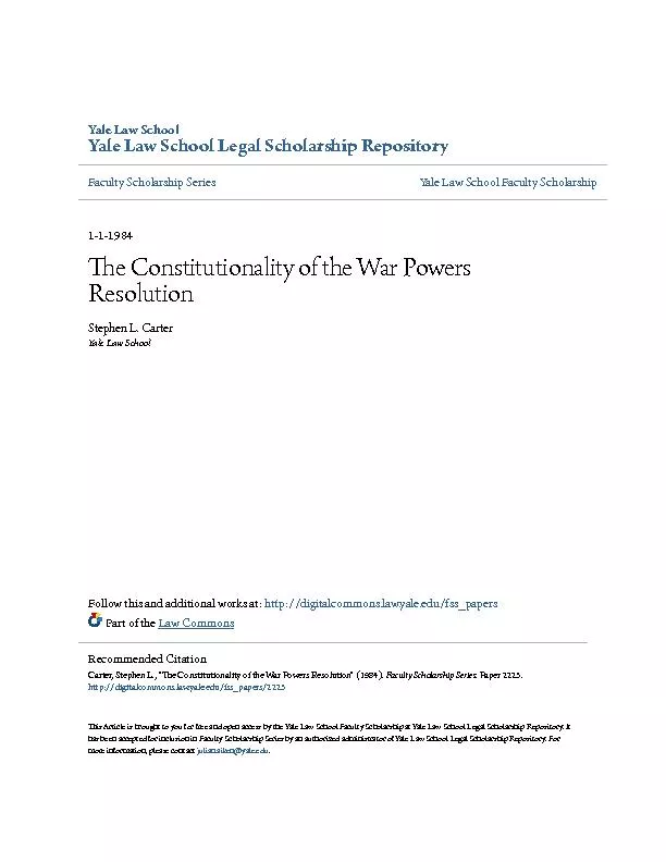 The constitutionality of the war powers resolution