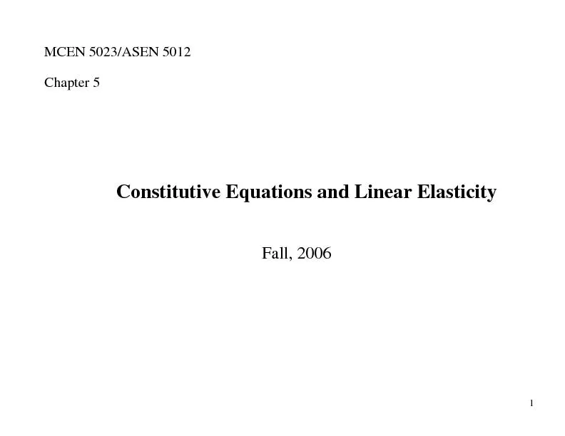 Constitutive  Equations  and  Linear  Elasticity