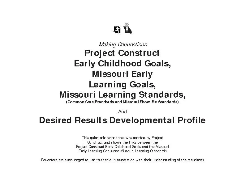 Making Connections Project ConstructEarly Childhood GoalsMissouri Earl