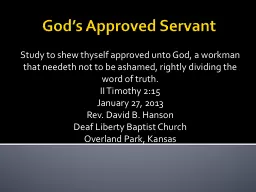 God’s Approved Servant