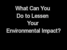 What Can You Do to Lessen Your Environmental Impact?