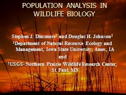 POPULATION ANALYSIS IN WILDLIFE BIOLOGY