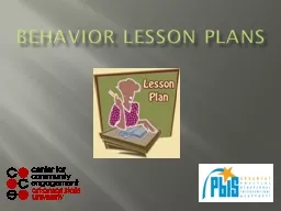 Behavior lesson plans