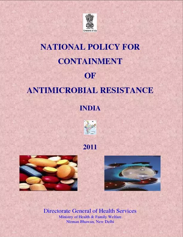 NATIONAL POLICY FOR CONTAINMENT OF ANTIMICROBIAL RESISTANCE INDIA