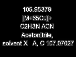 105.95379 [M+65Cu]+ C2H3N ACN Acetonitrile, solvent X   A, C 107.07027