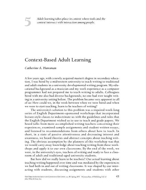 Context- based adult learning