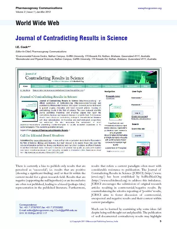 Journal of contradicting results in science