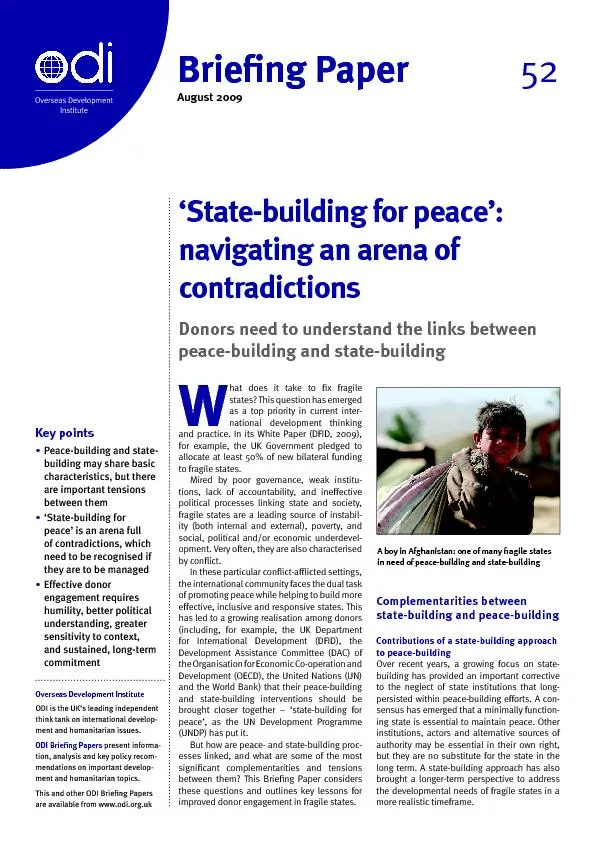 State- building for peace navigating an arena of contradictions