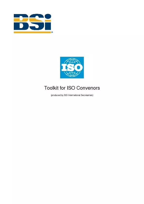 Toolkit for ISO Convenors